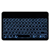 YAM12 Backlight Style Lambskin Texture Detachable Round Keycap Bluetooth Keyboard Leather Case with Holder